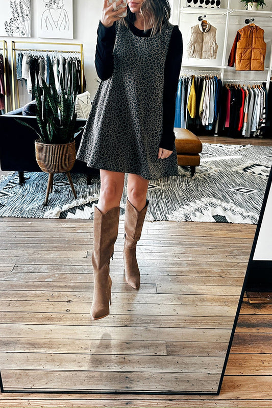 Casual Leopard Sleeveless Mini Dress