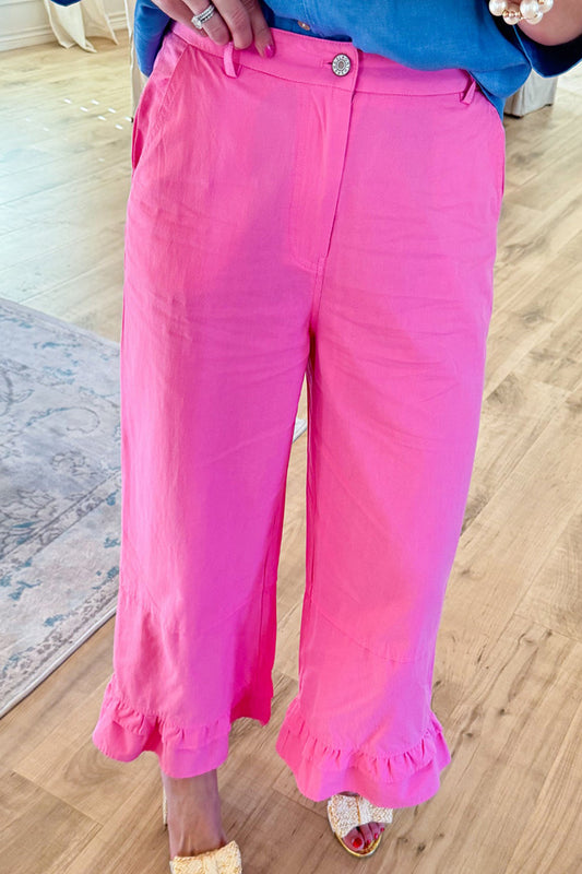 Ruffle Hem Flare Pants
