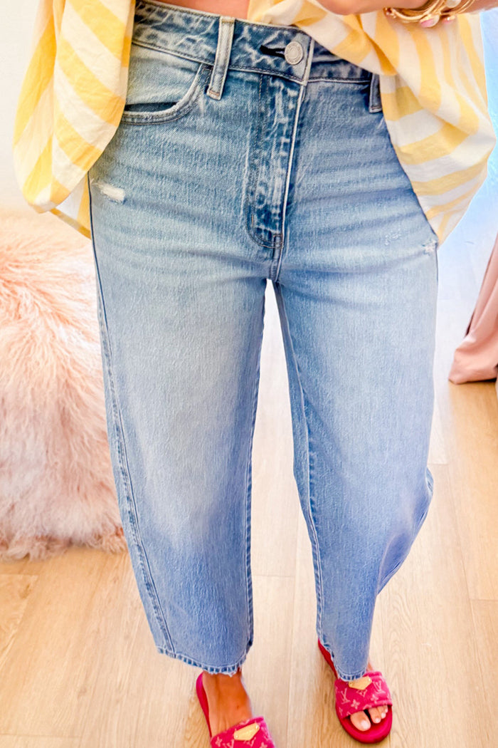 Light Wash Crop Barrel Jeans