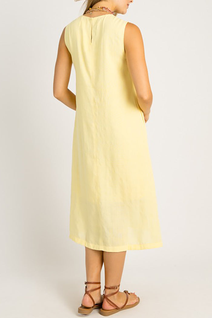 Solid Color Sleeveless Pocket Dress