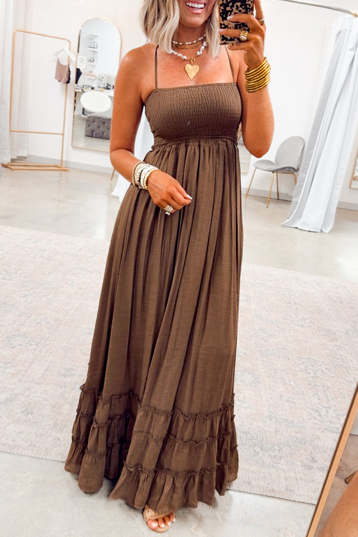 Smocked Halter Maxi Dress