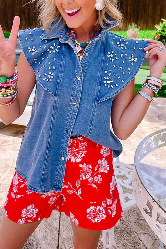 Casual Ruffle Denim Top