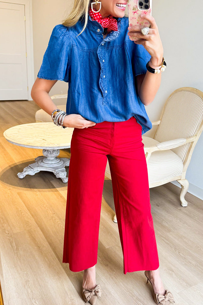 Short Sleeve Button Down Top