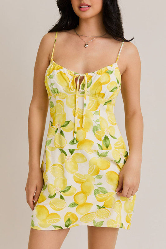 Lemon Suspenders Mini Dress