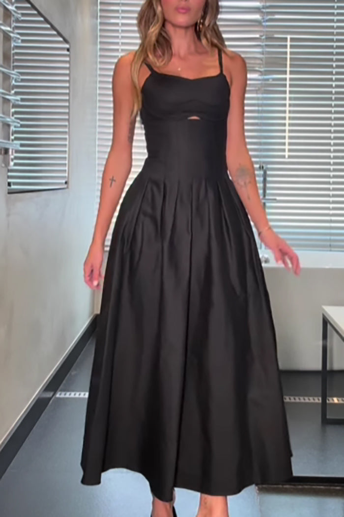 Fitted Cut Out Pleated Dress