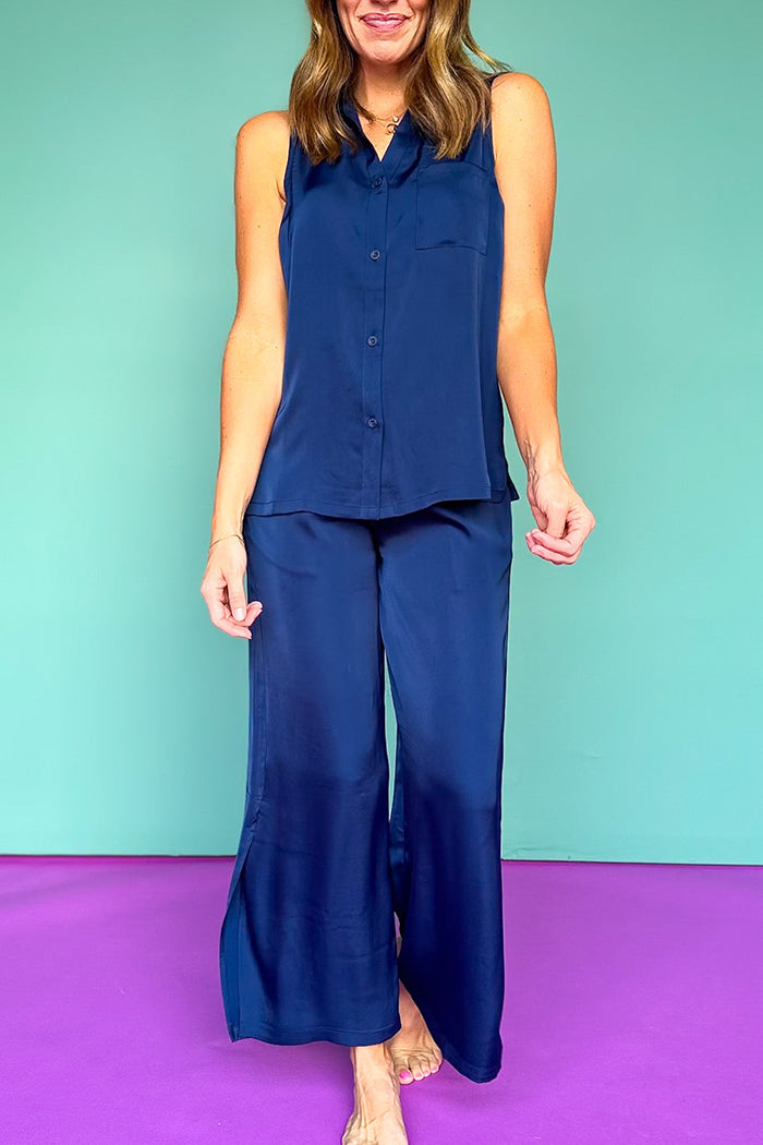 Casual Solid Color Sleeveless Set