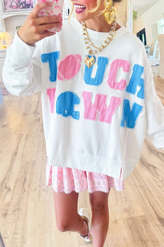 Casual Touchdown Patchwork Sweatshirt