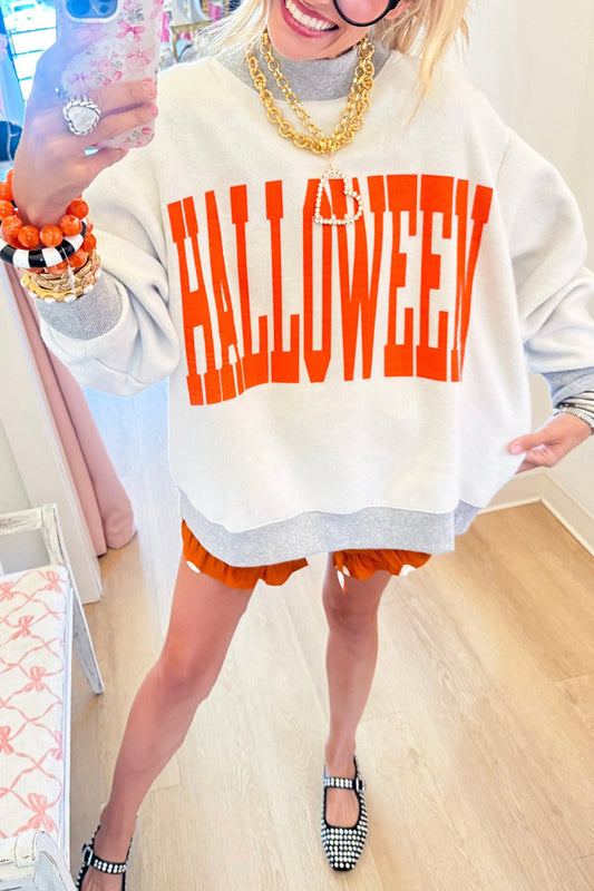 Halloween Letter Print Reversible Long Sleeve Sweatshirt