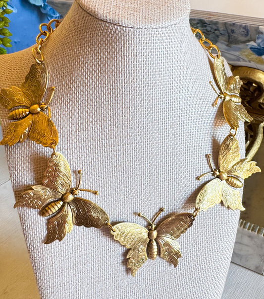 Vintage Butterfly Charm Necklace