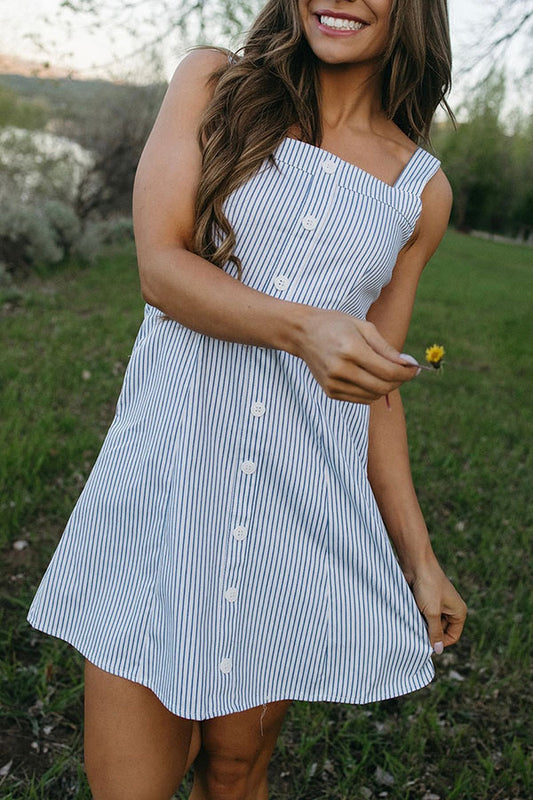 Square Neck Front Button Dress