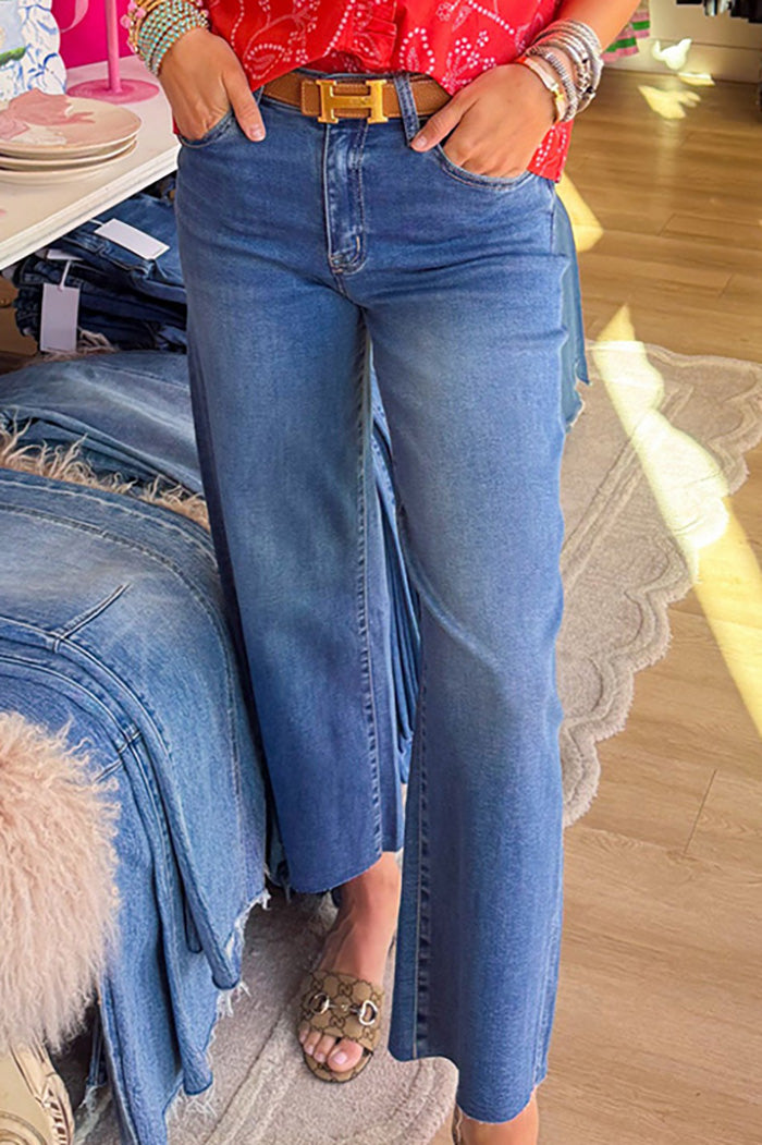 High Rise Cropped Wide Leg Jeans