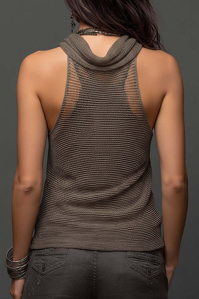 Double Layer Mesh Knit Halter Top