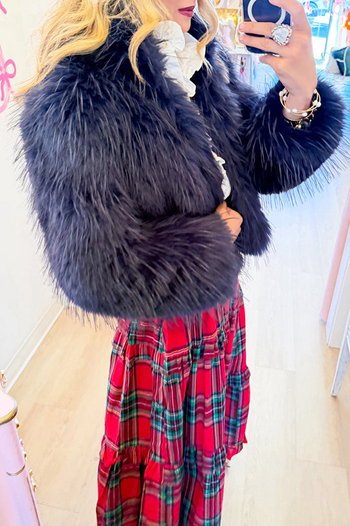 Navy Faux Fur Jacket
