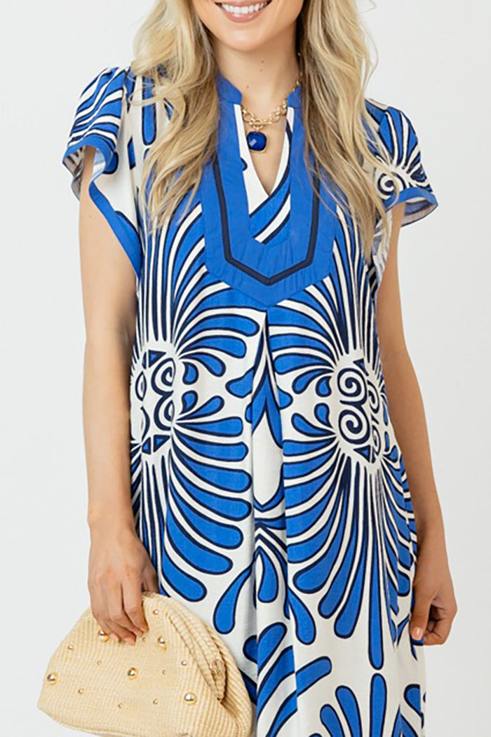 Printed Slit Pocket Midi Dress