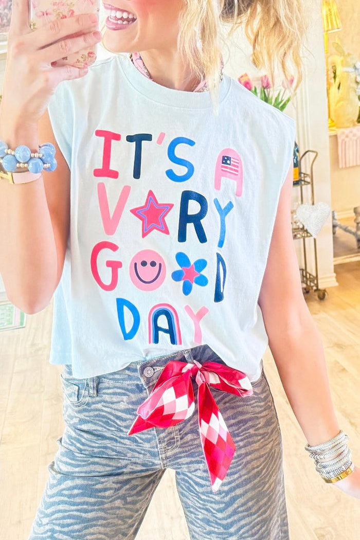 Print Sleeveless Muscle Tee