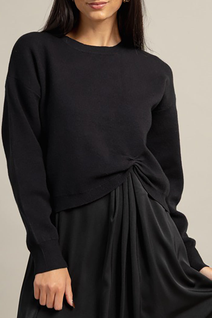 Black Sweater & Flowy Maxi Dress