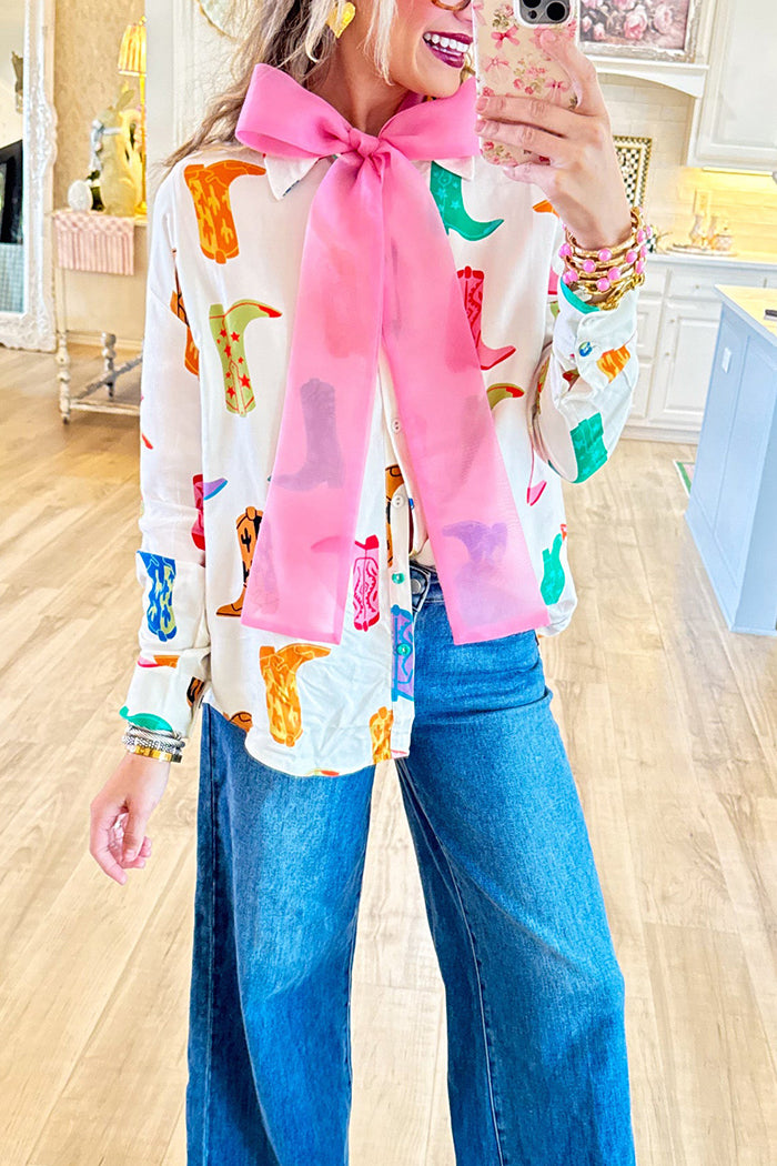 Cowgirl Boot Button Up Top