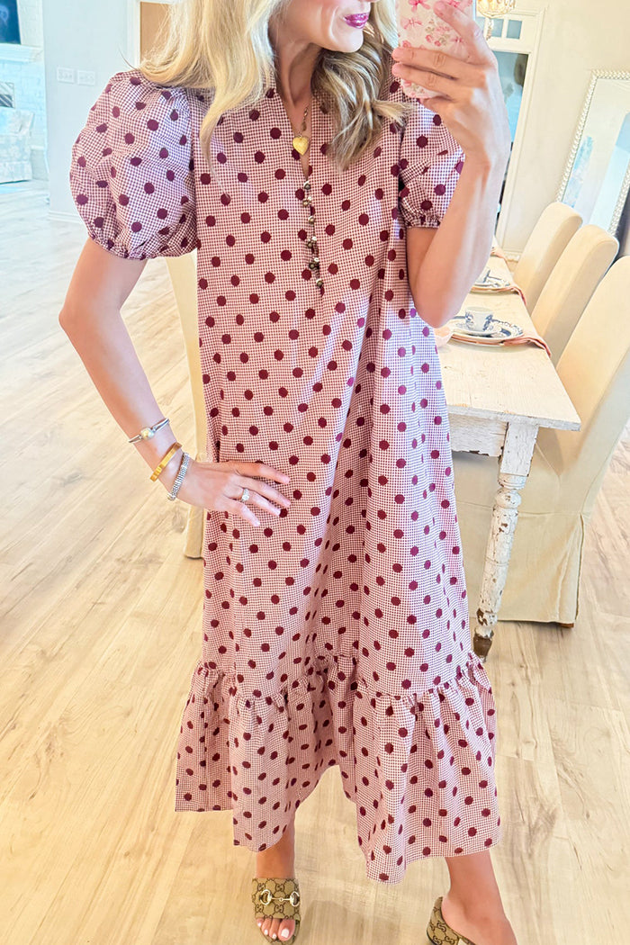 Gingham And Polka Dot Maxi Dress