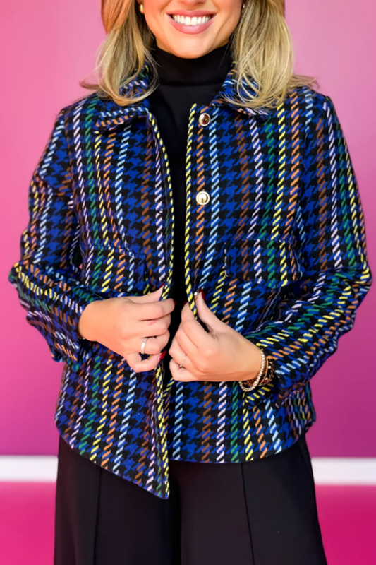 Casual Button Houndstooth Jacket
