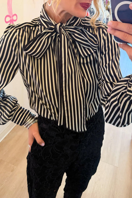 Stripe Neck Tie Top