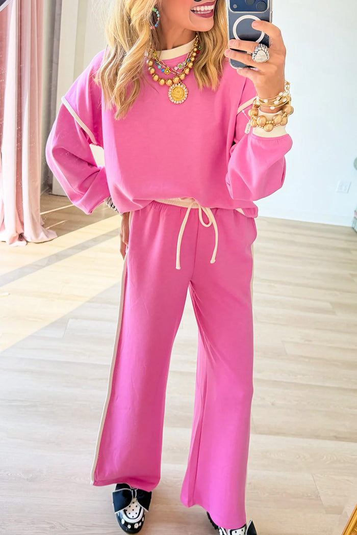 Candy Pink Contrast Trim Scuba Set