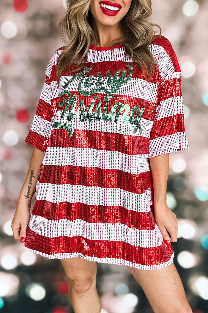 Merry Christmas Sequin T-shirt dress