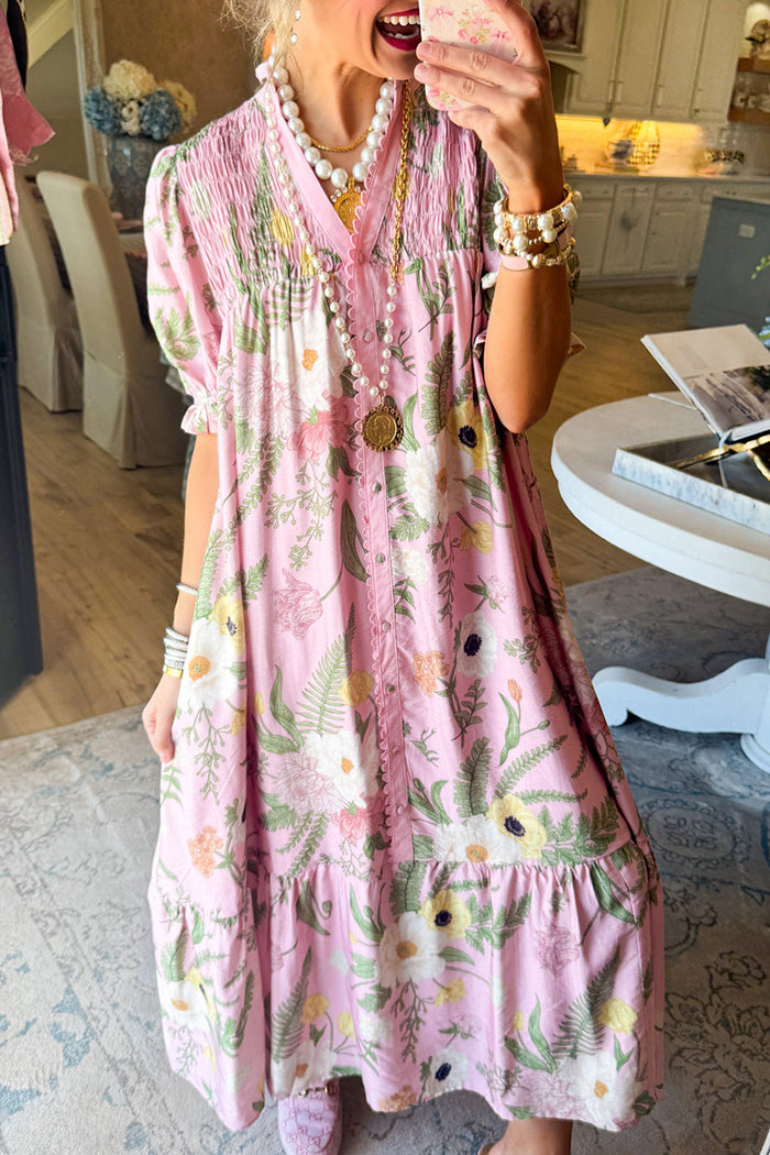 Floral Button Down Midi Dress