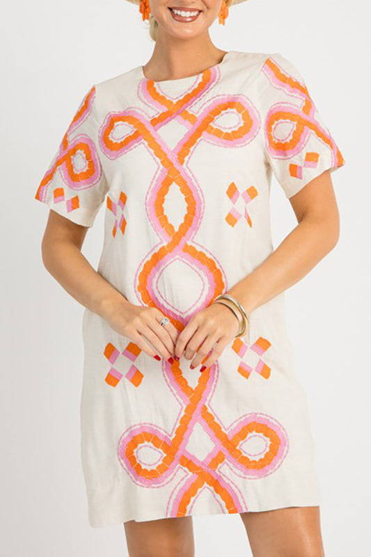 Casual Geometric Pattern Pockets Dress