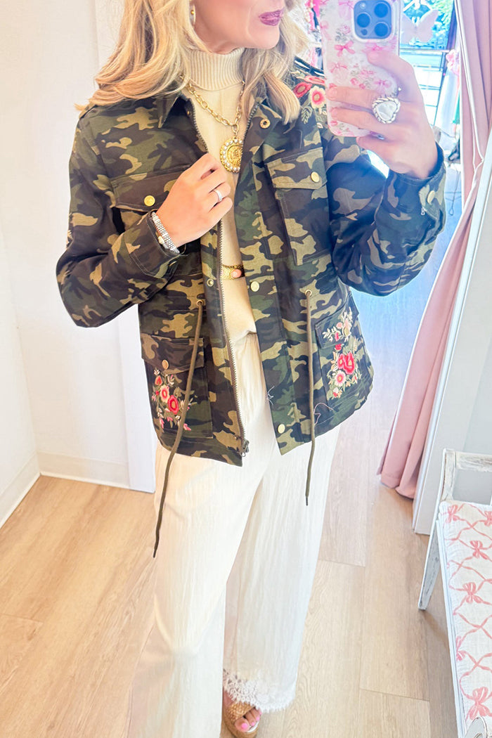 Camo Floral Embroidered Jacket