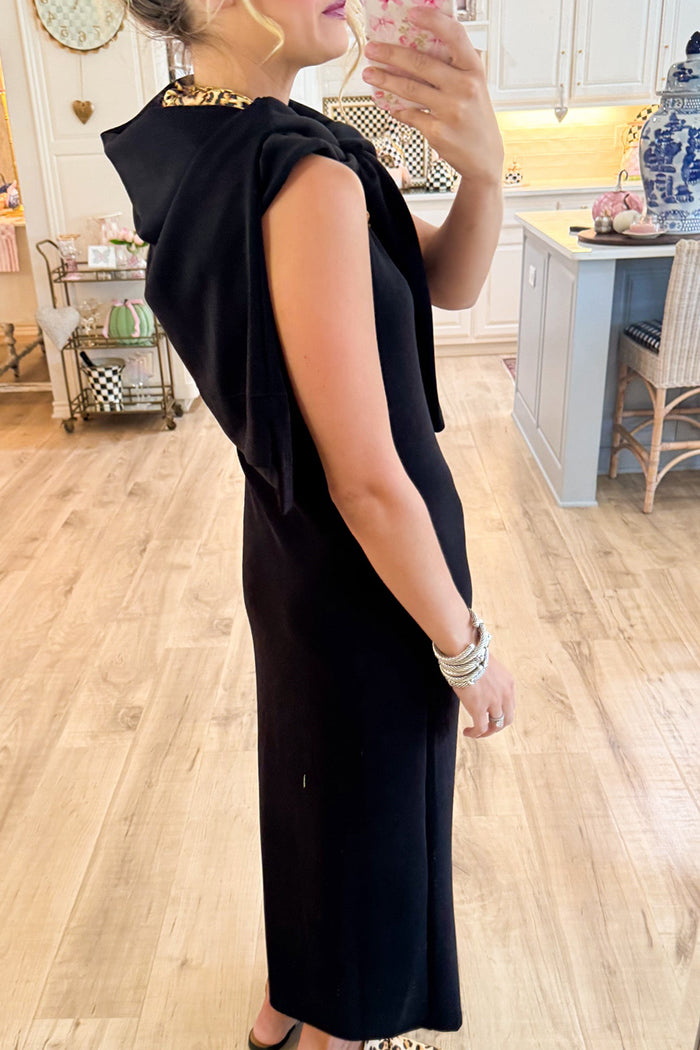 Black Midi Dress and Sweater Two-Piece Set