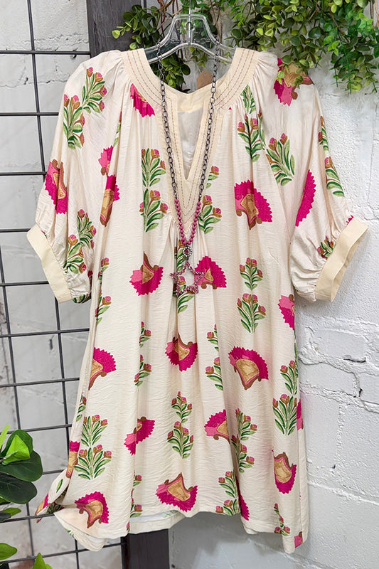 Puff Sleeve Floral Dress