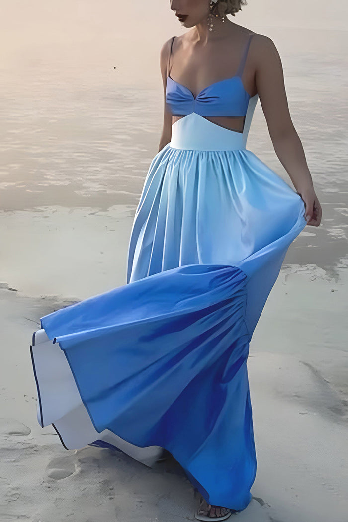 Cutout Backless Strapped Flared Maxi Dress