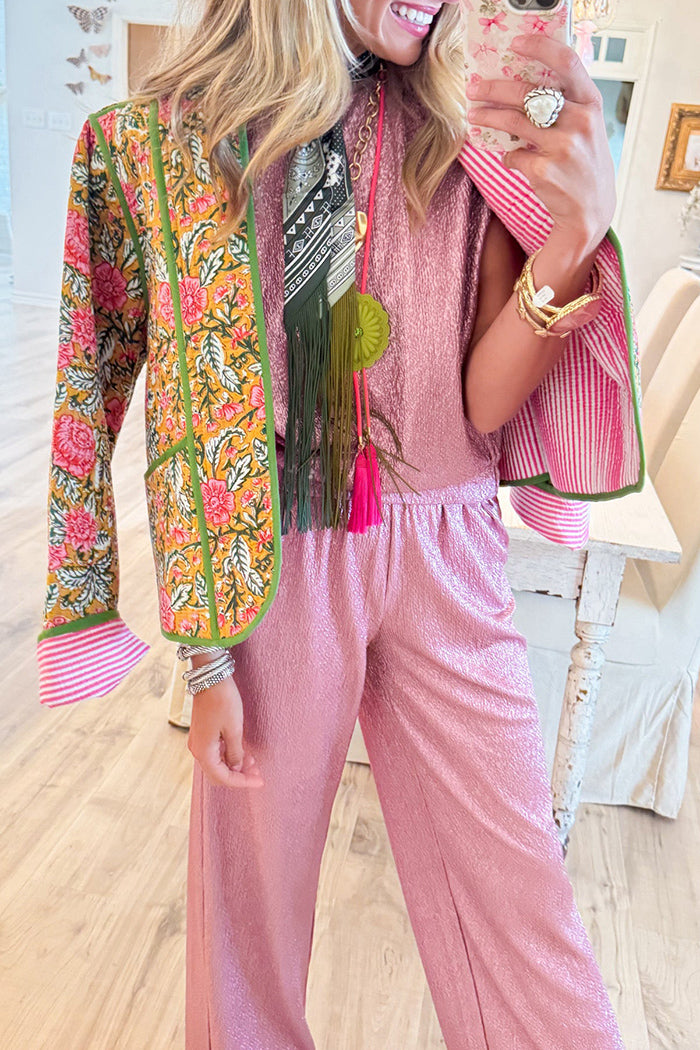 Yellow Floral Quilted Jacket