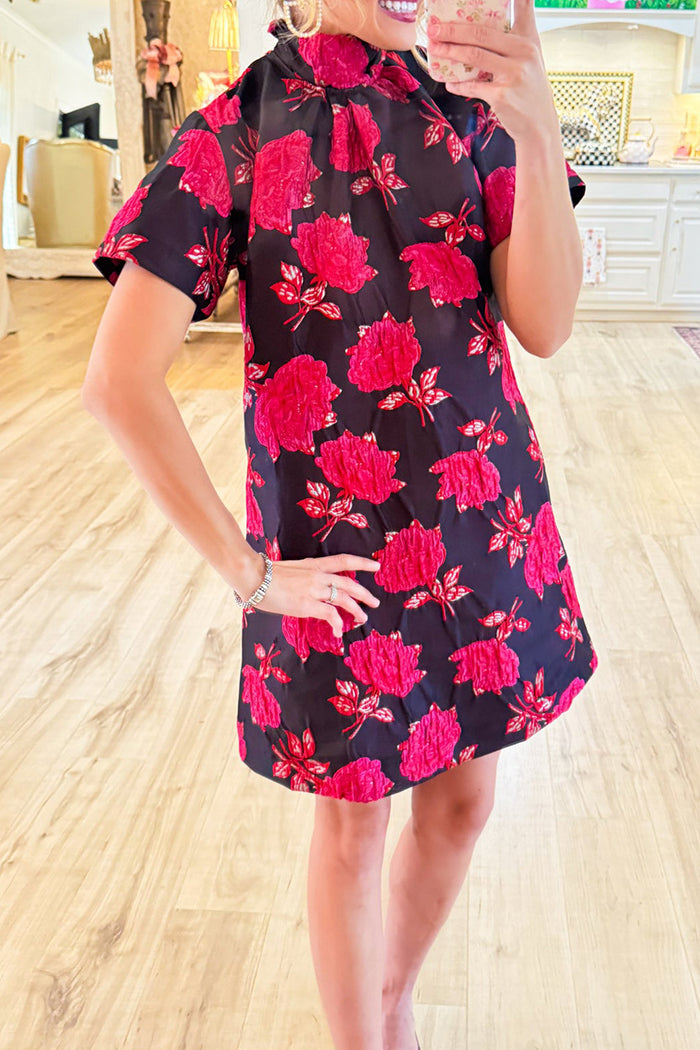 Floral High-Neck Dress