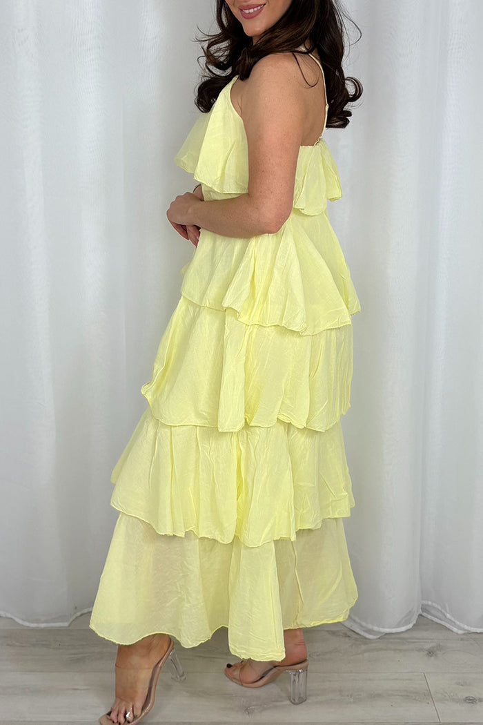 Casual Ruffle Adjustable Strap Maxi Dress