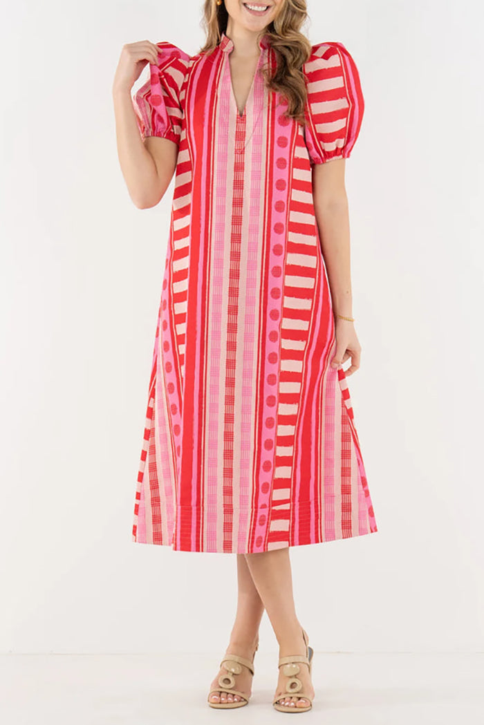 V-Neck Puff Sleeve Dress