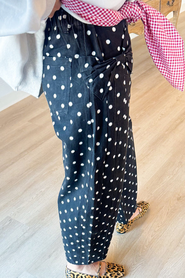 Black Polka Dot Bow Pants
