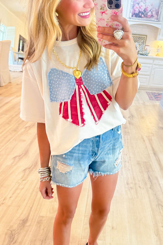 Casual Bow Shape Side Slit Top