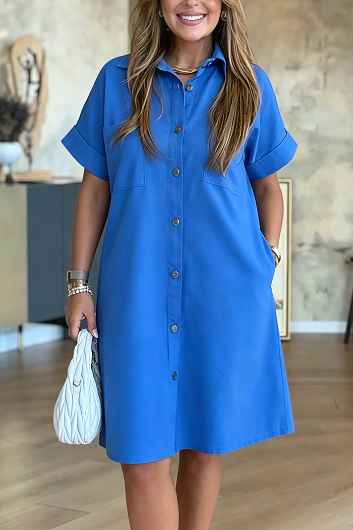 Casual Button Front Shirt Dress
