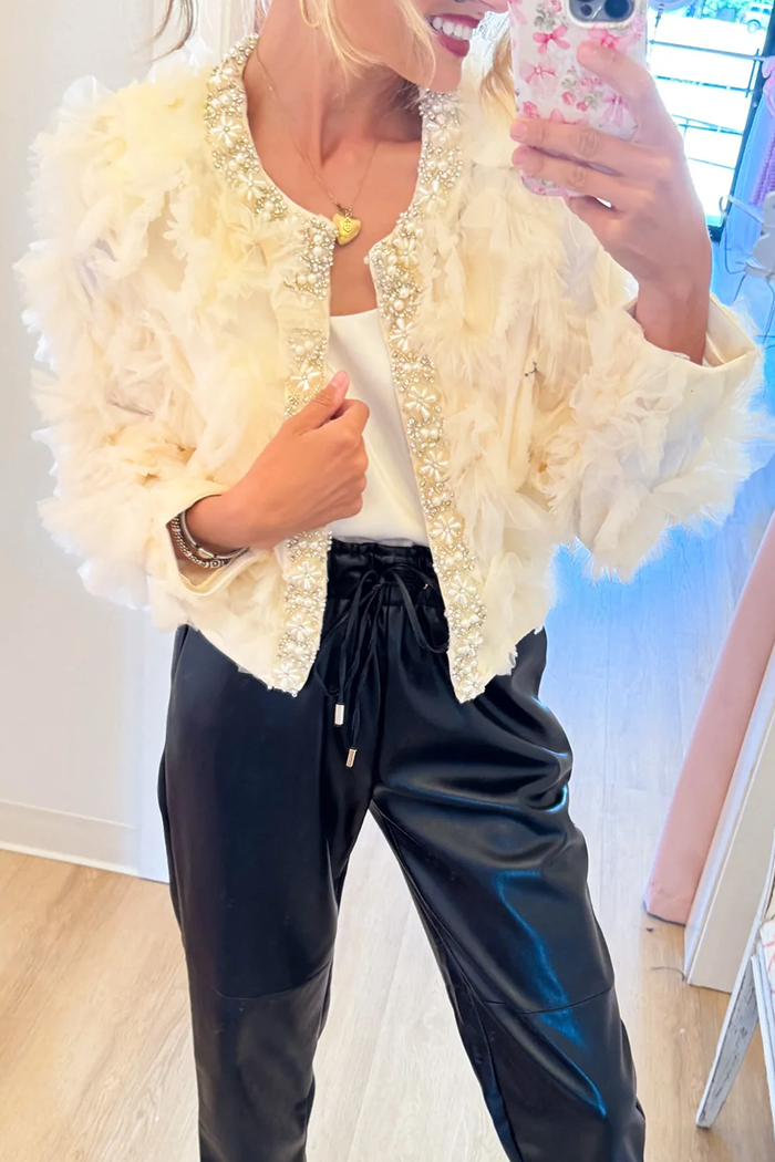 Ivory Ruffle Layered Detail Top