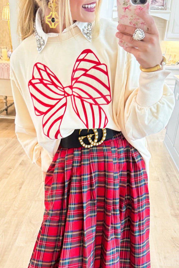 Candy Cane Bow Sweatshirt