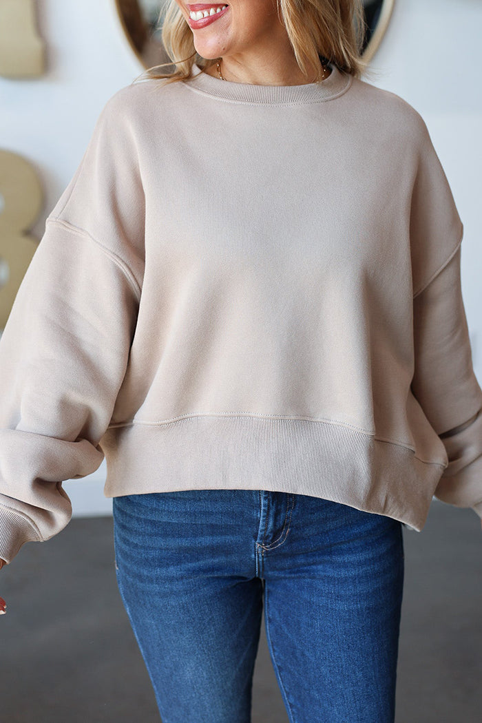 Oversized Round Neck Batwing Sleeve Sweatshirt