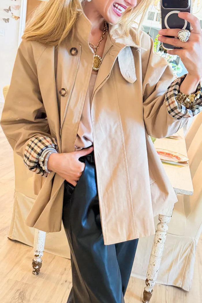Khaki A Line Trench Coat