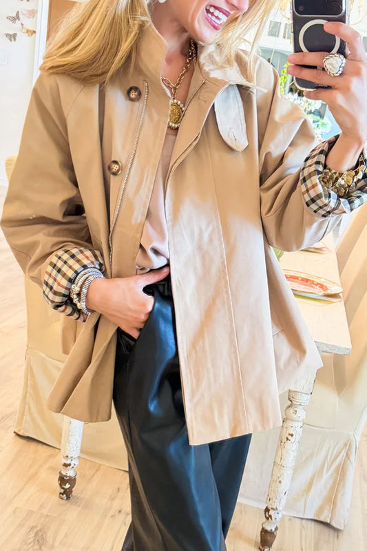 Khaki A Line Trench Coat