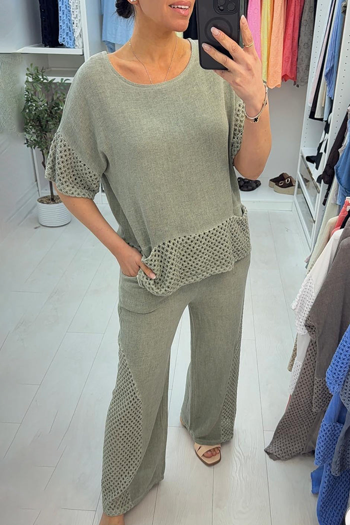 Crochet Trim Casual Co-Ord Set