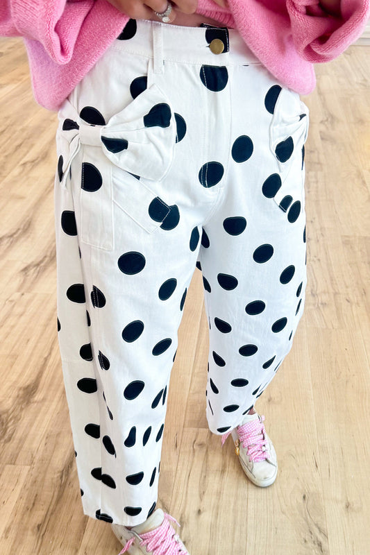 Polka Dot Bow Barrel Jeans