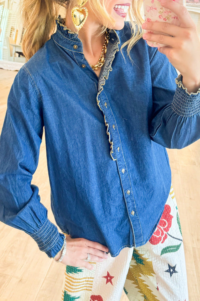 Ruffle Button Up Top
