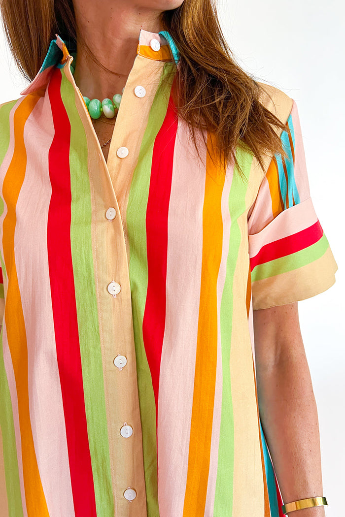Colorful Striped Short Sleeve Dress