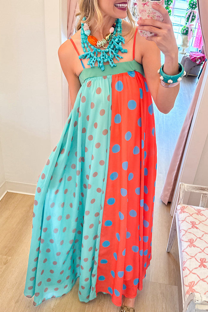 Multi Polka Dot Pattern Maxi Dress