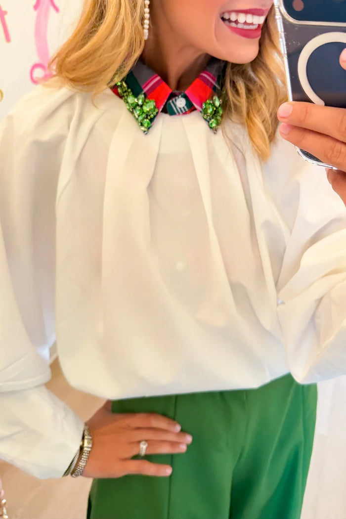 Balloon Sleeve Poplin Top